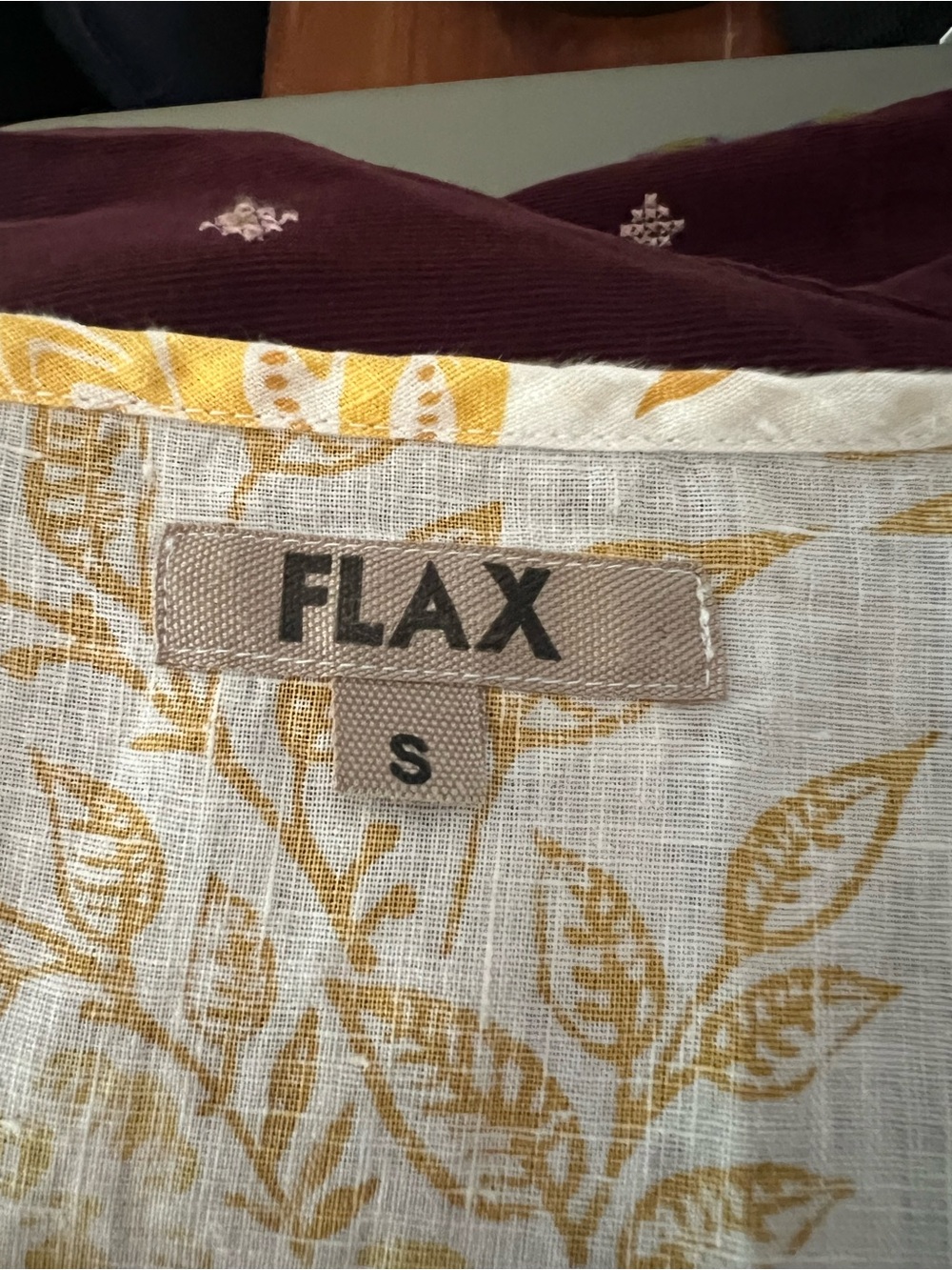 Flax Yellow Floral Button-Front Lightweight Linen Top Office Church - Picture 4 of 7
